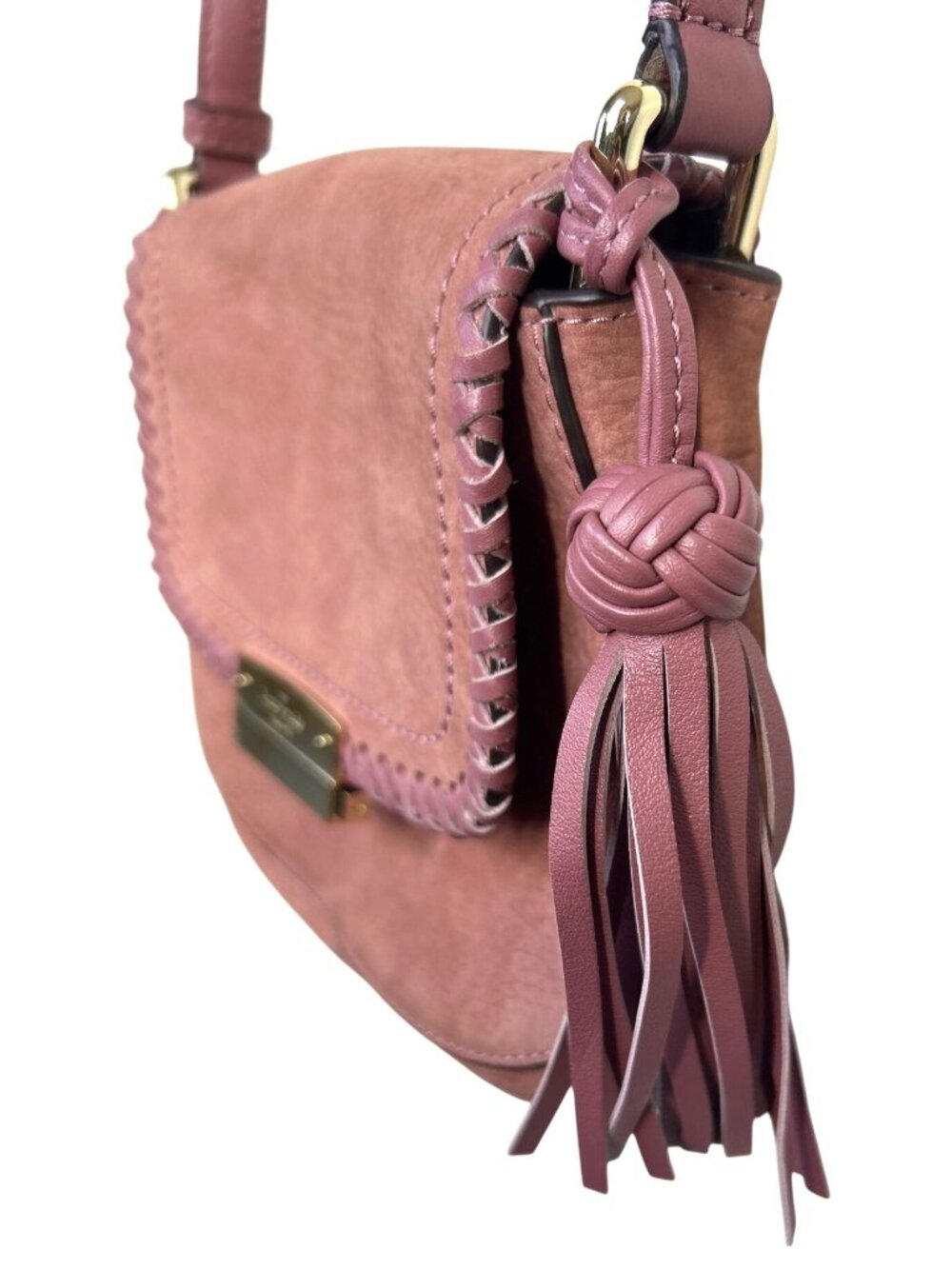 Kate Spade New York Adalise Somerton Crossbody Bag Pink Suede Leather Coquette - Picture 5 of 16